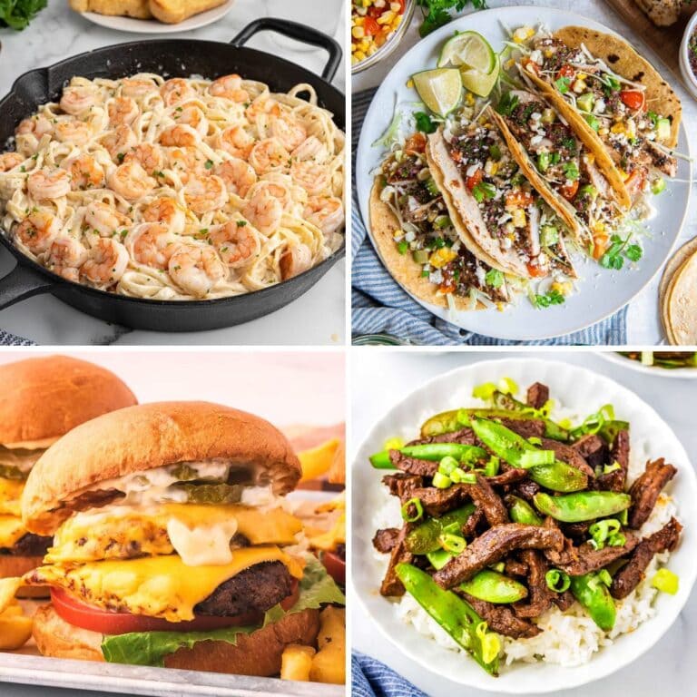 A collage of dinners.