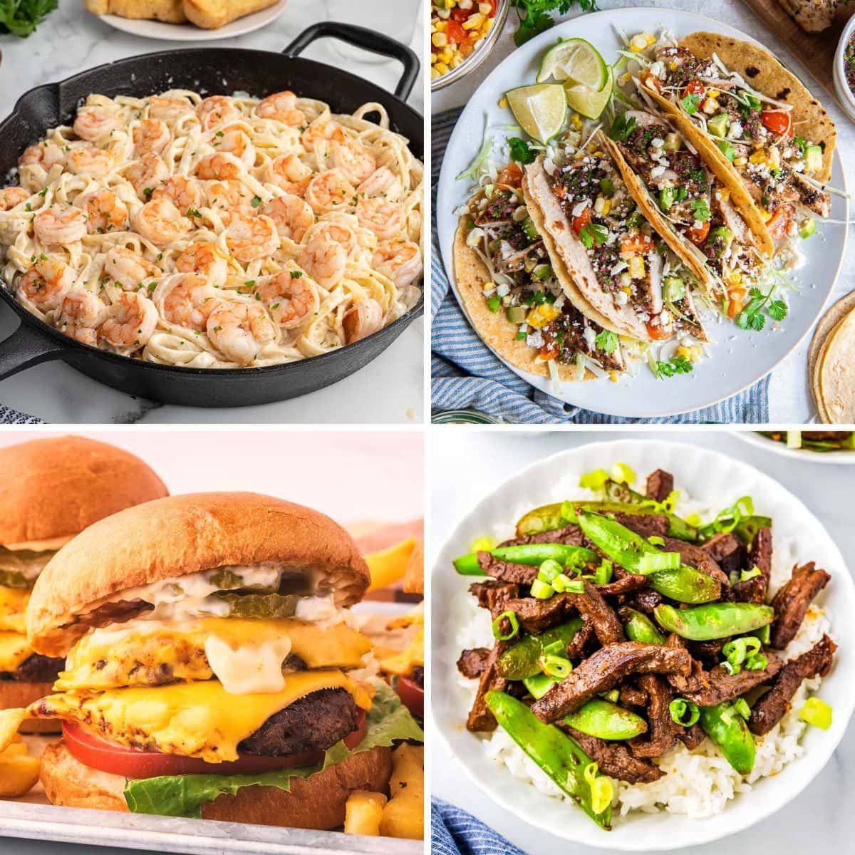 A collage of dinners.