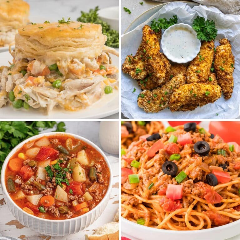 Collage of family dinners.