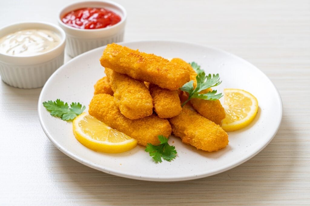 Fish sticks on a plate.