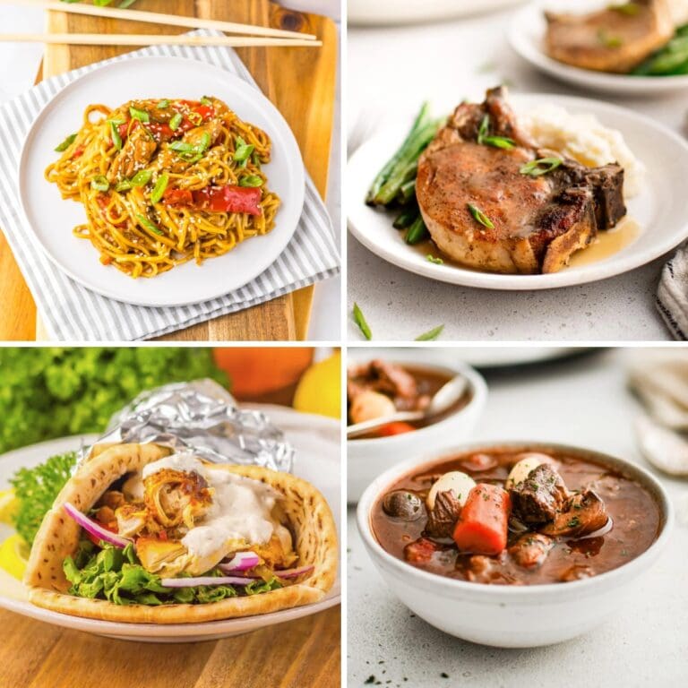 Collage of 10 crockpot dinners rated 10/10.