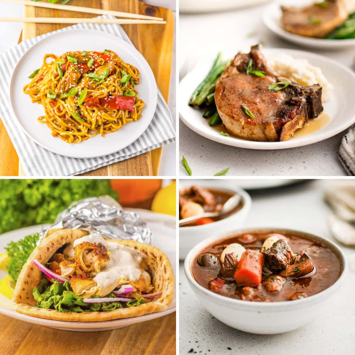 Collage of 10 crockpot dinners rated 10/10.