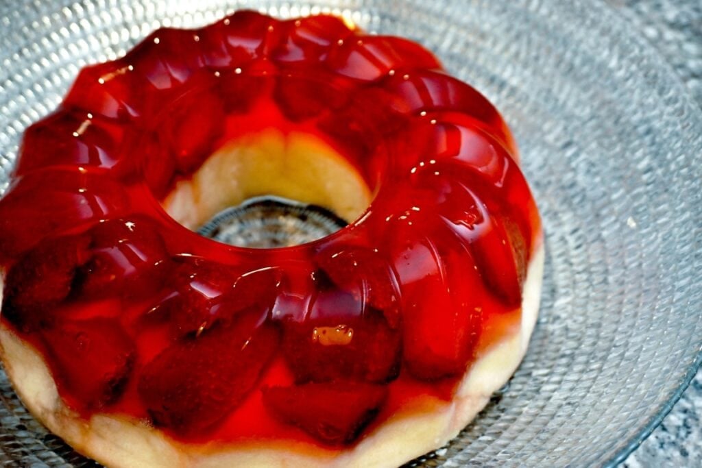 Jell-O salad on a plate.