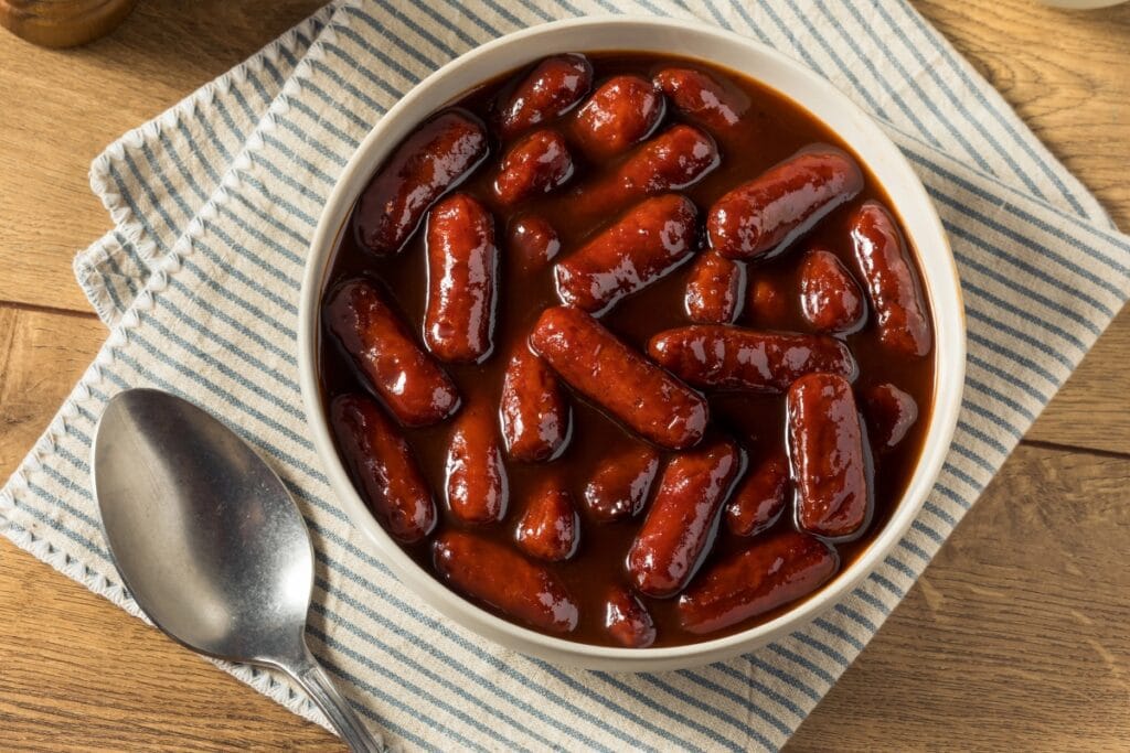 Lil&rsquo; Smokies in a bowl.