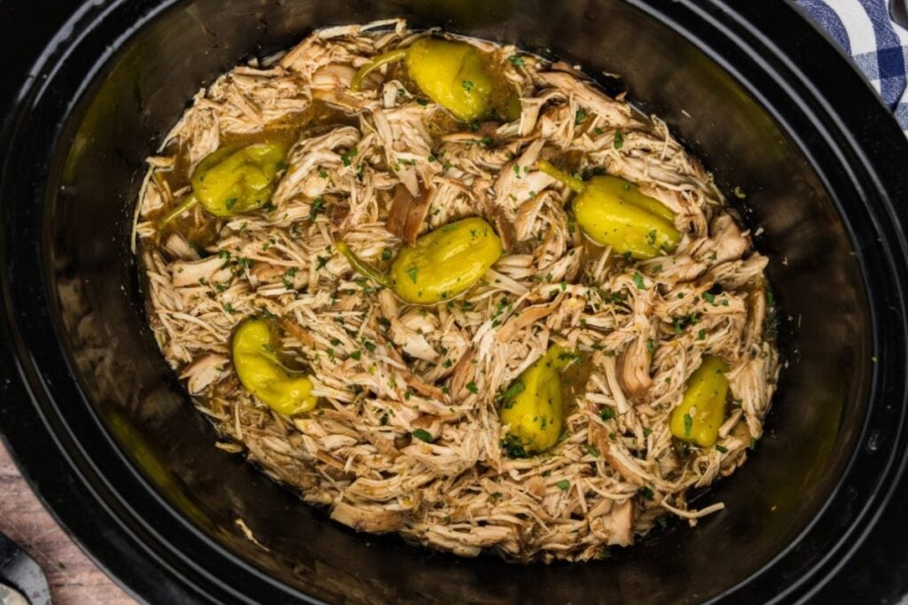Mississippi Chicken in a slow cooker.