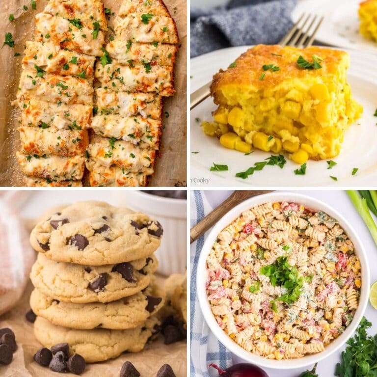 Potluck dishes collage.