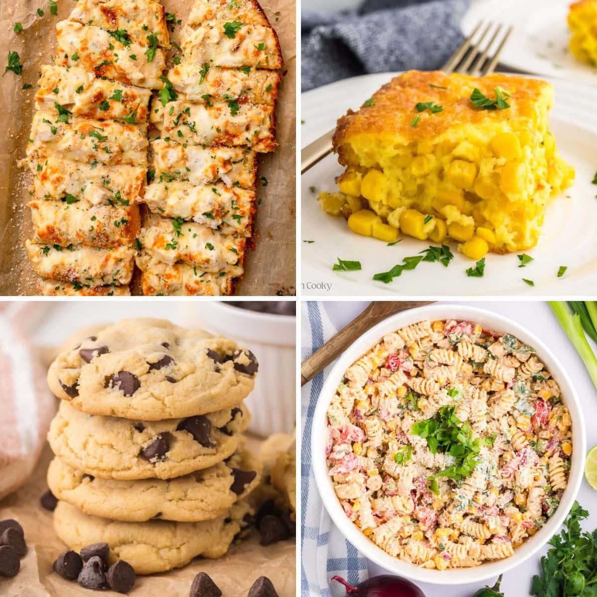 Potluck dishes collage.