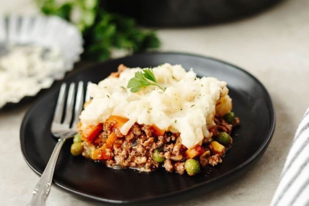Skillet Shepherd&rsquo;s Pie on a plate.