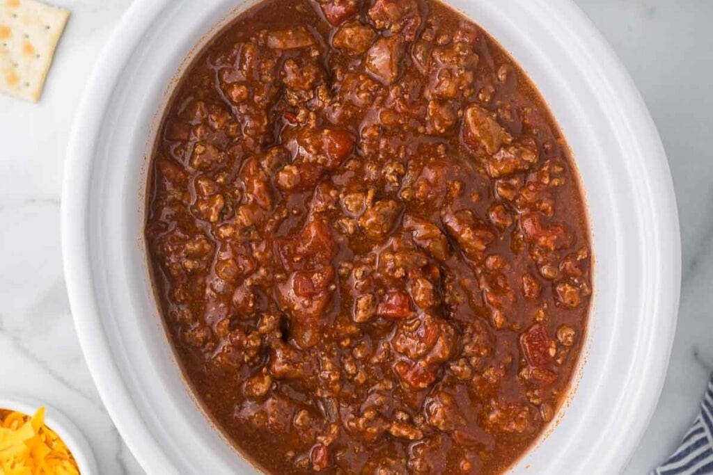 No Bean Chili in a slow cooker.