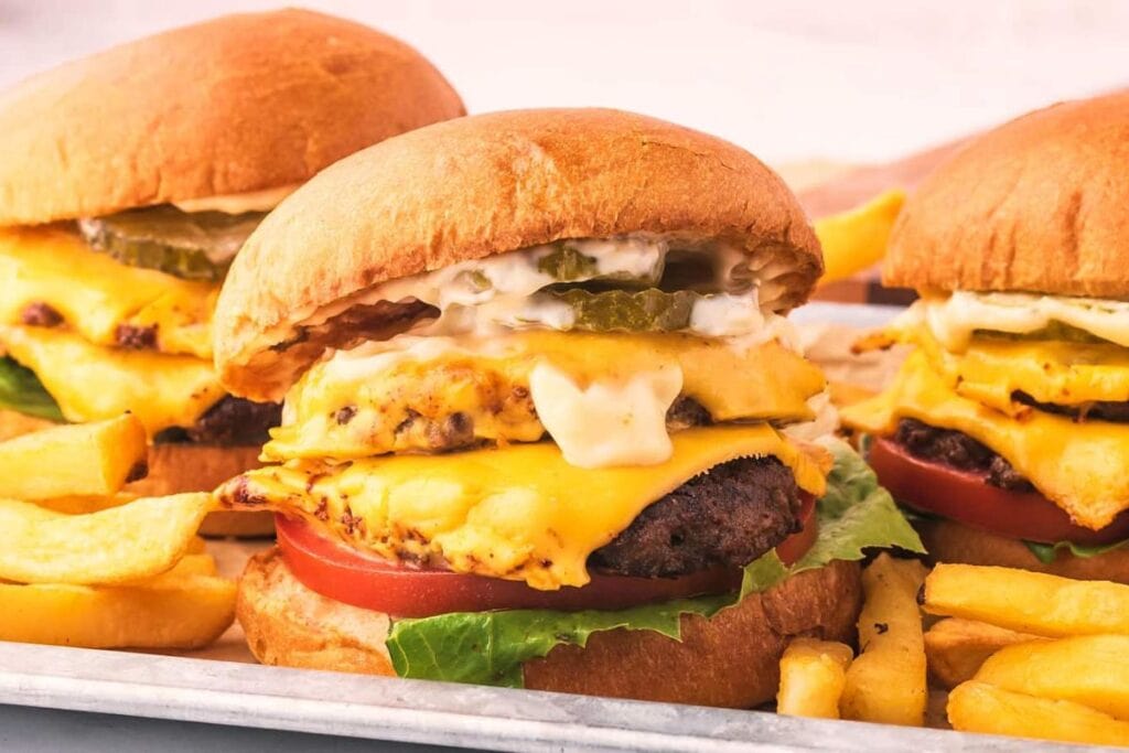 A close up shot of smash burger.