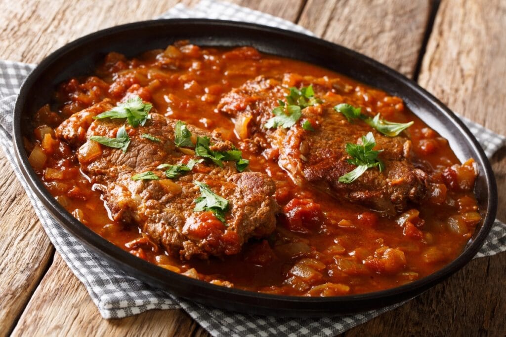 Swiss steak on a plate.