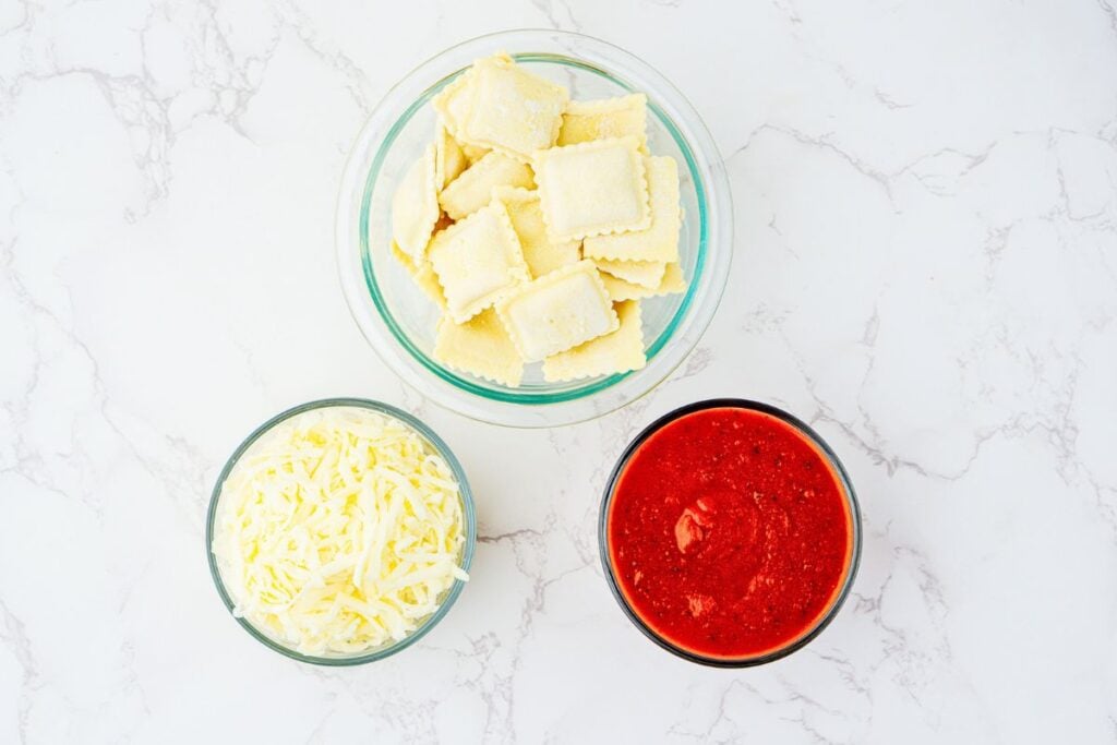 Lasagna ingredients.