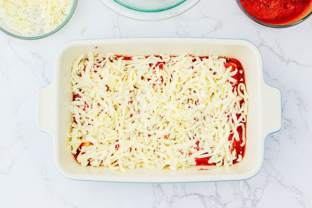 Process shot of lasagna,