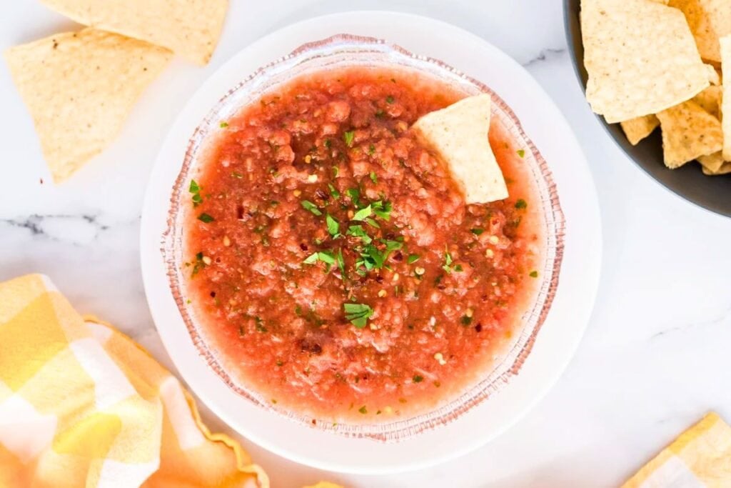 A close up shot of on the border salsa.