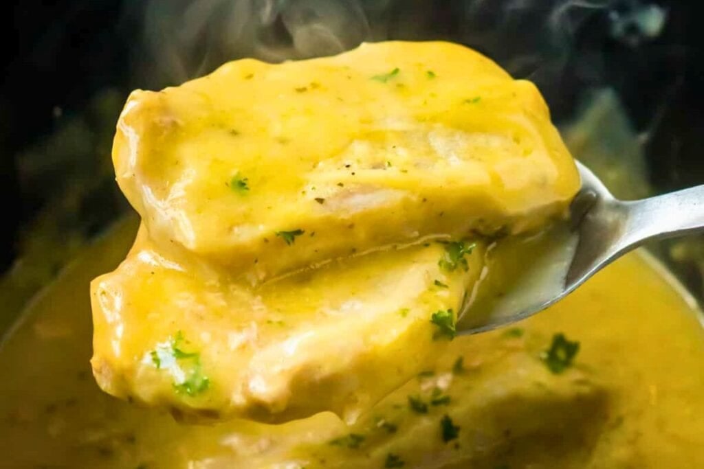 A close up shot of ranch pork chops.