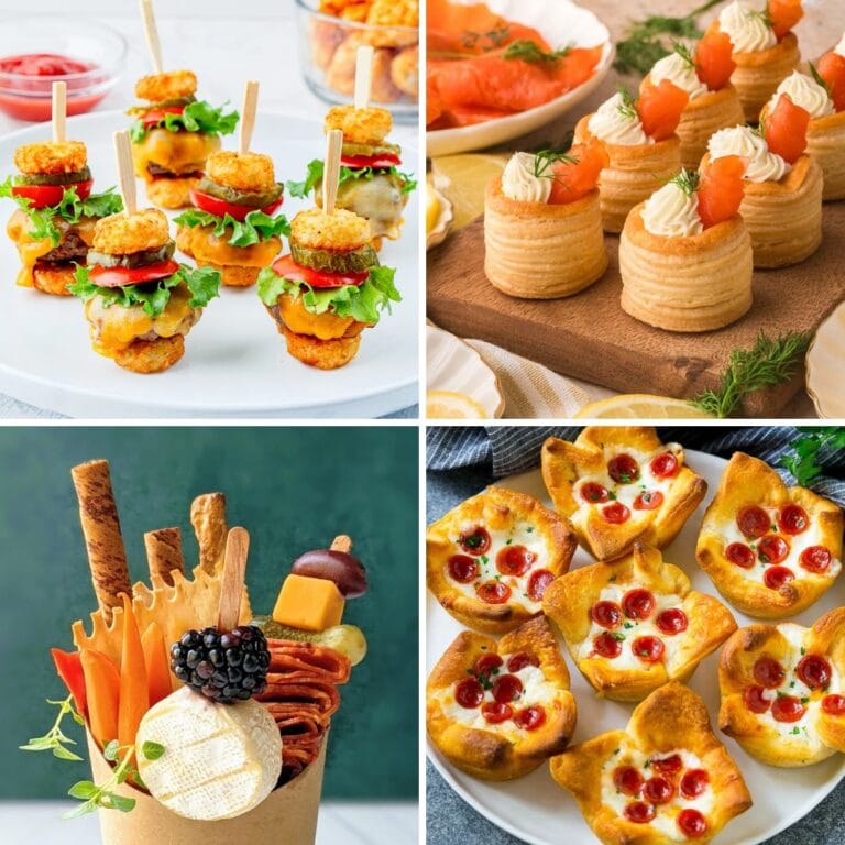 Collage of finger foods.