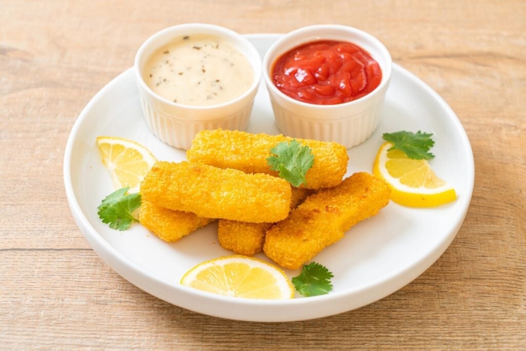 Fish sticks on a plate.