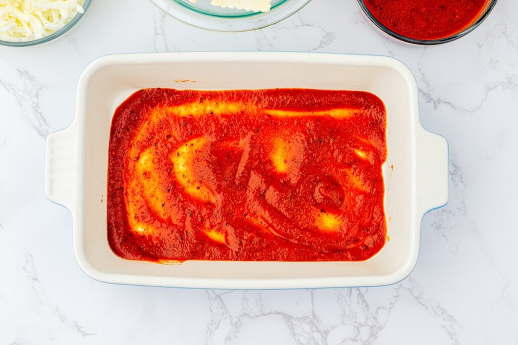 Process shot of lasagna.