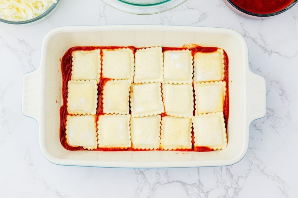 Process shot of lasagna.
