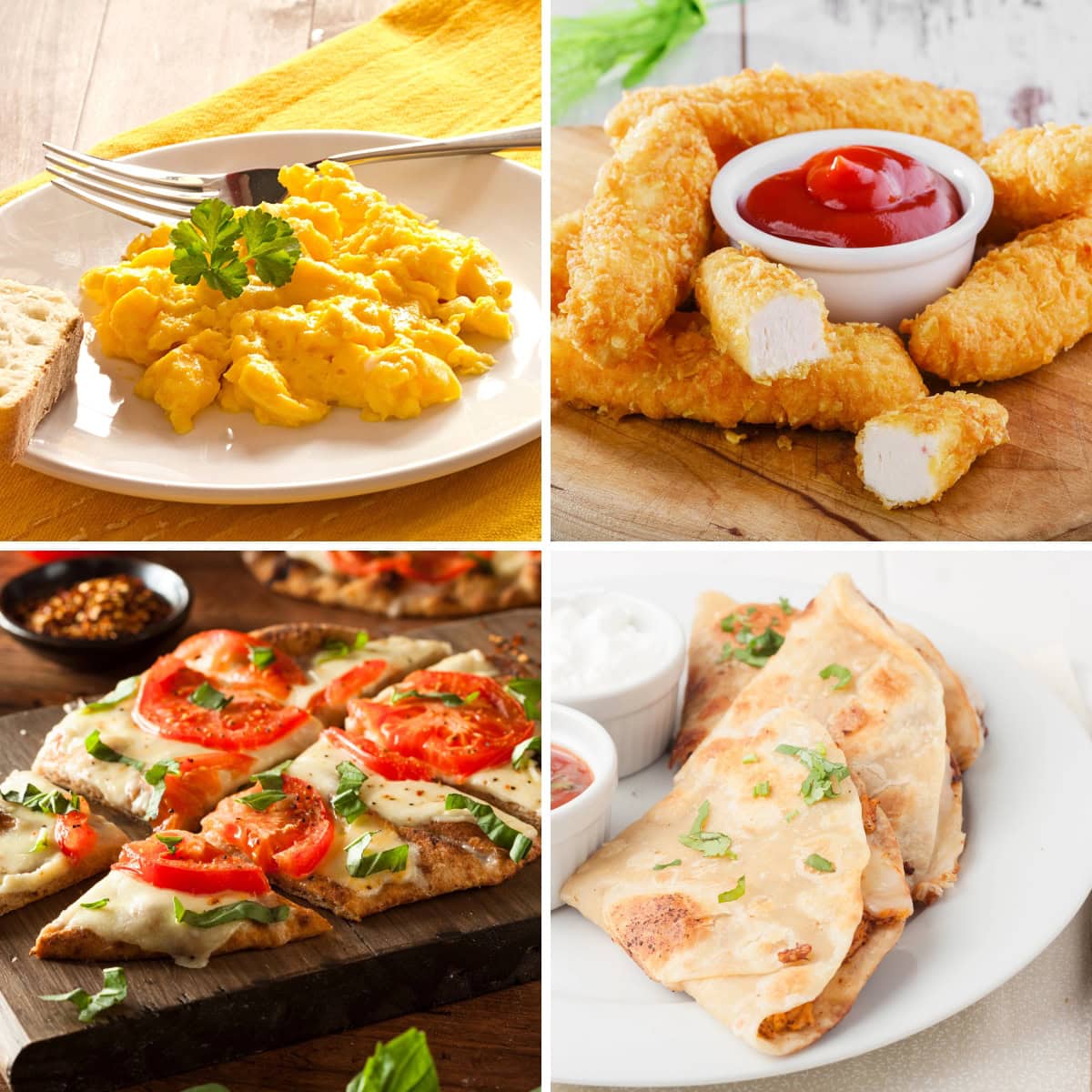 Collage of lazy meal ideas.