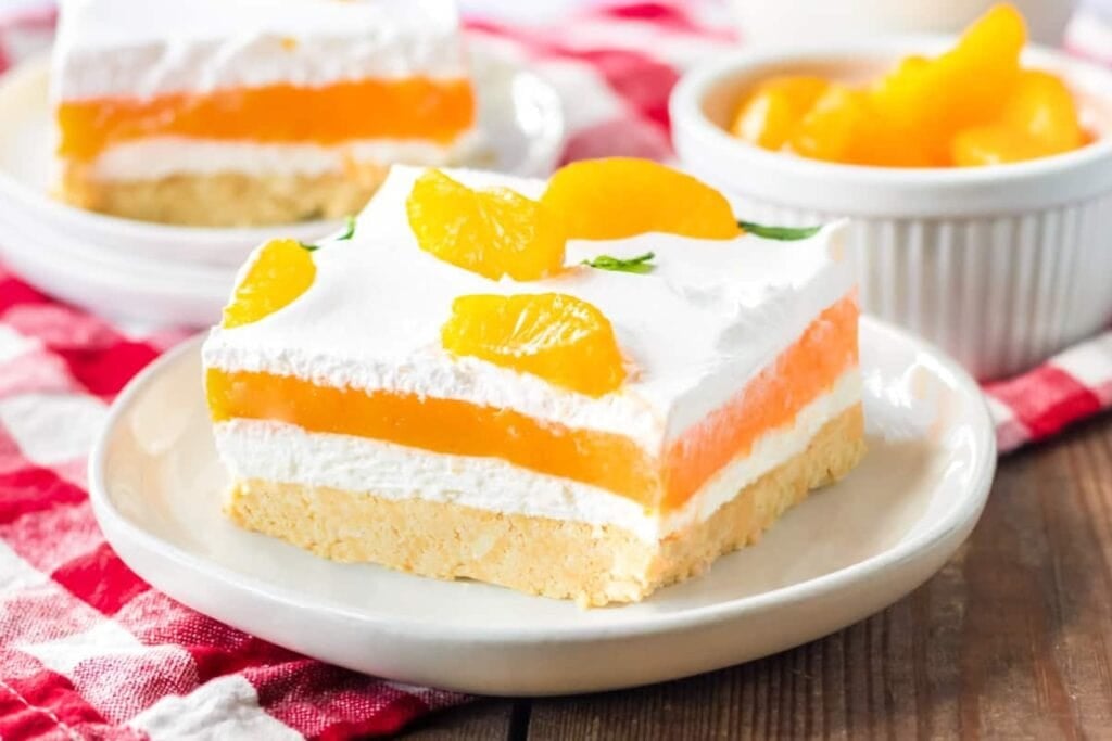 Orange creamsicle lush on a plate.