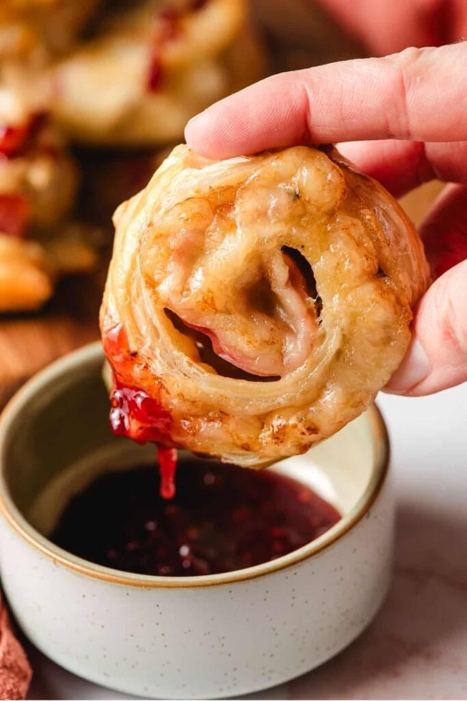 pinwheels dipped in sauce