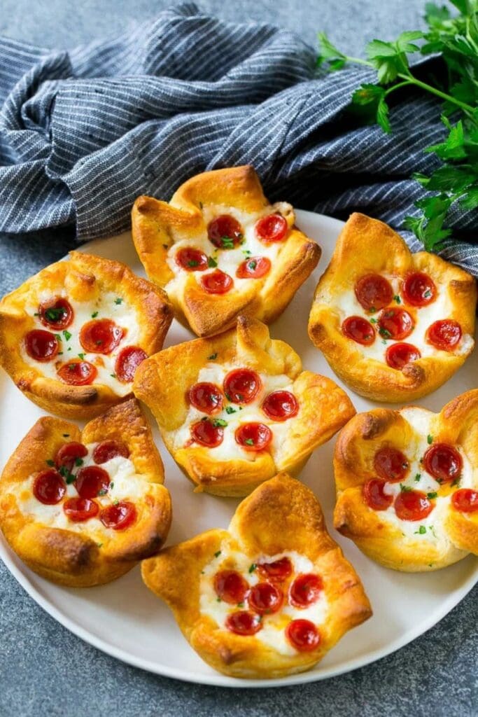 pizza muffins on white plate