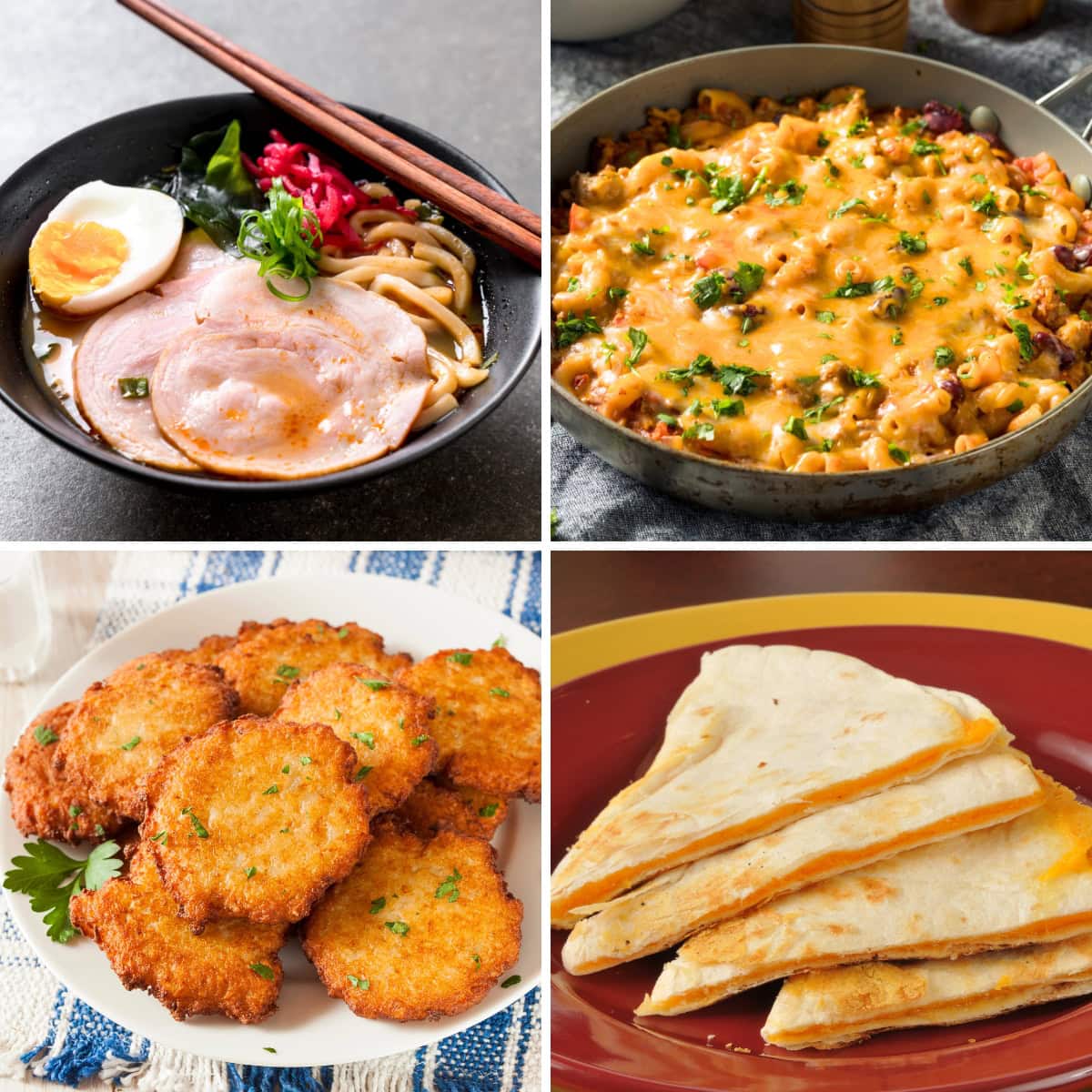 Collage of affordable budget-friendly meals.