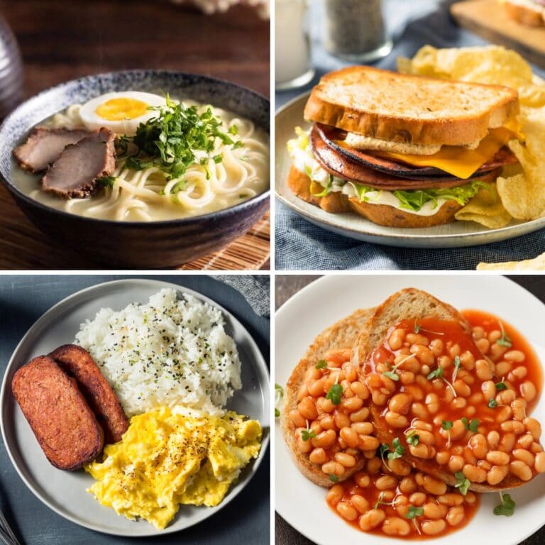 Collage of poor man&rsquo;s meals.