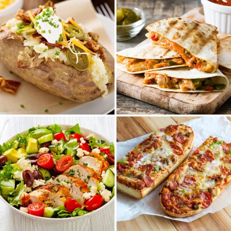 Collage of easy dinner ideas.