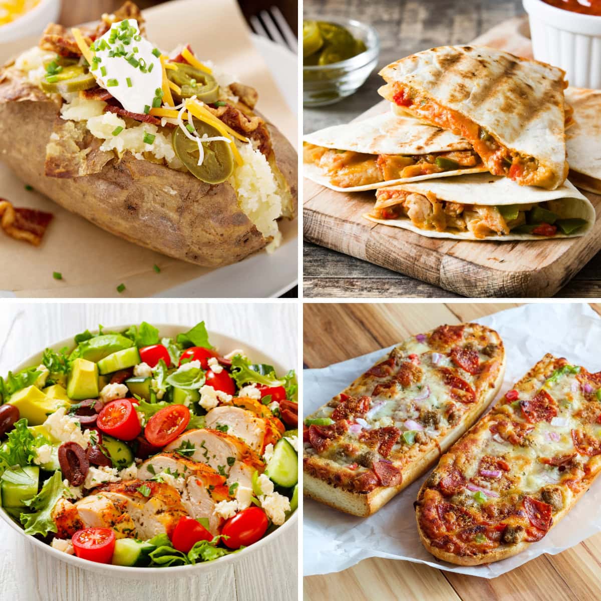 Collage of easy dinner ideas.