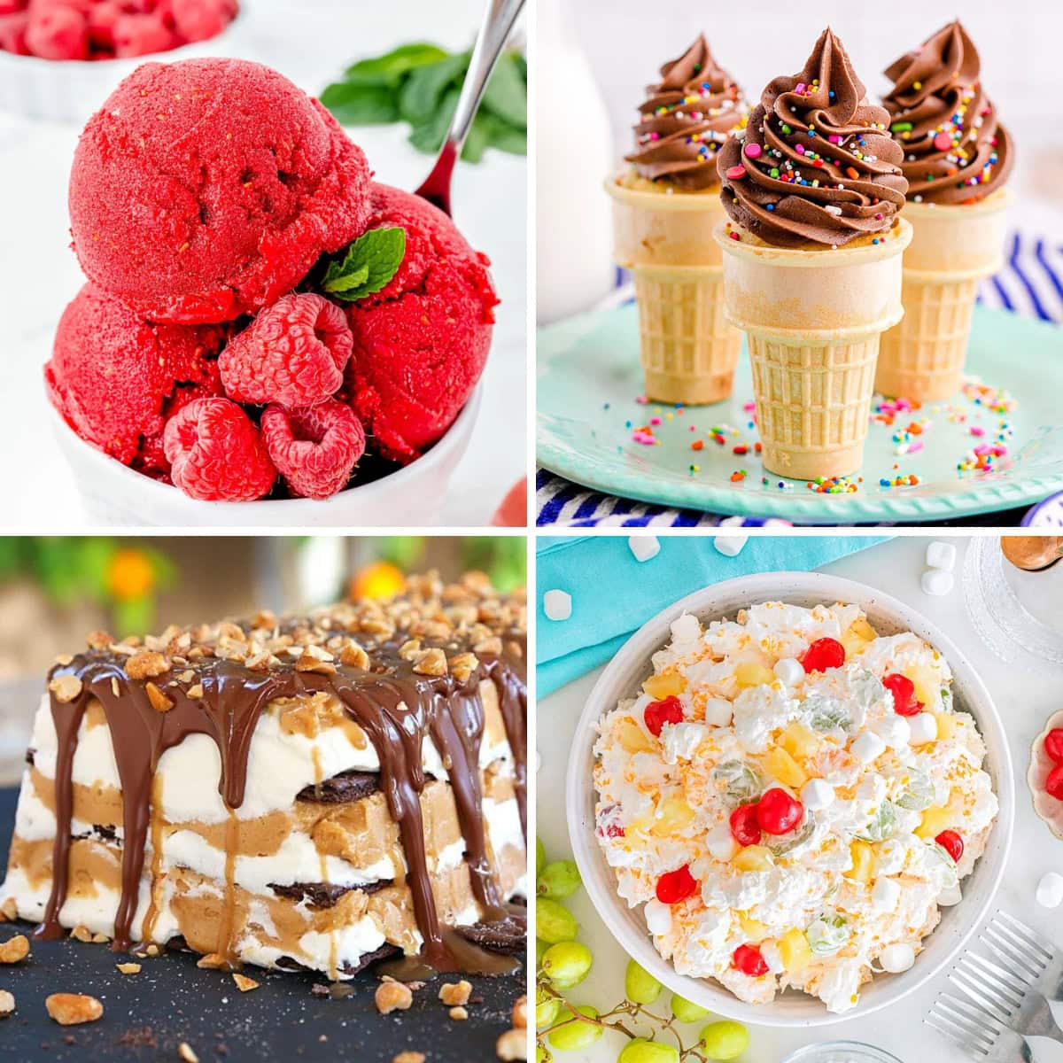 Collage of summer desserts for a crowd.