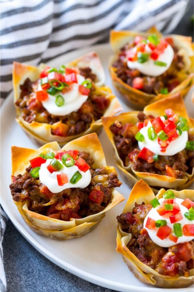 taco cups on a plate