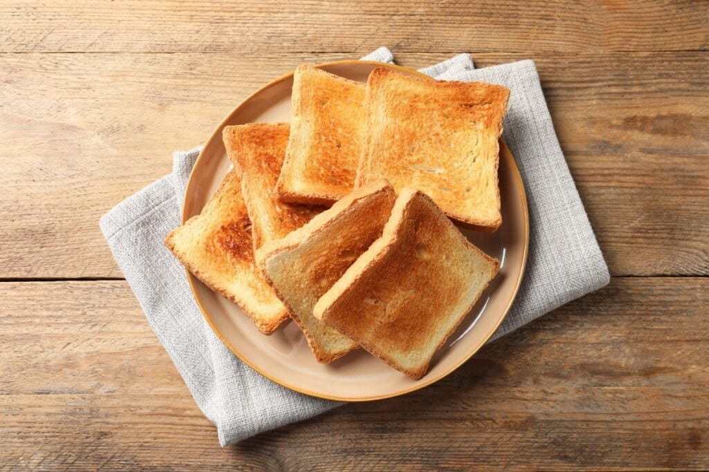 Toast on a plate.