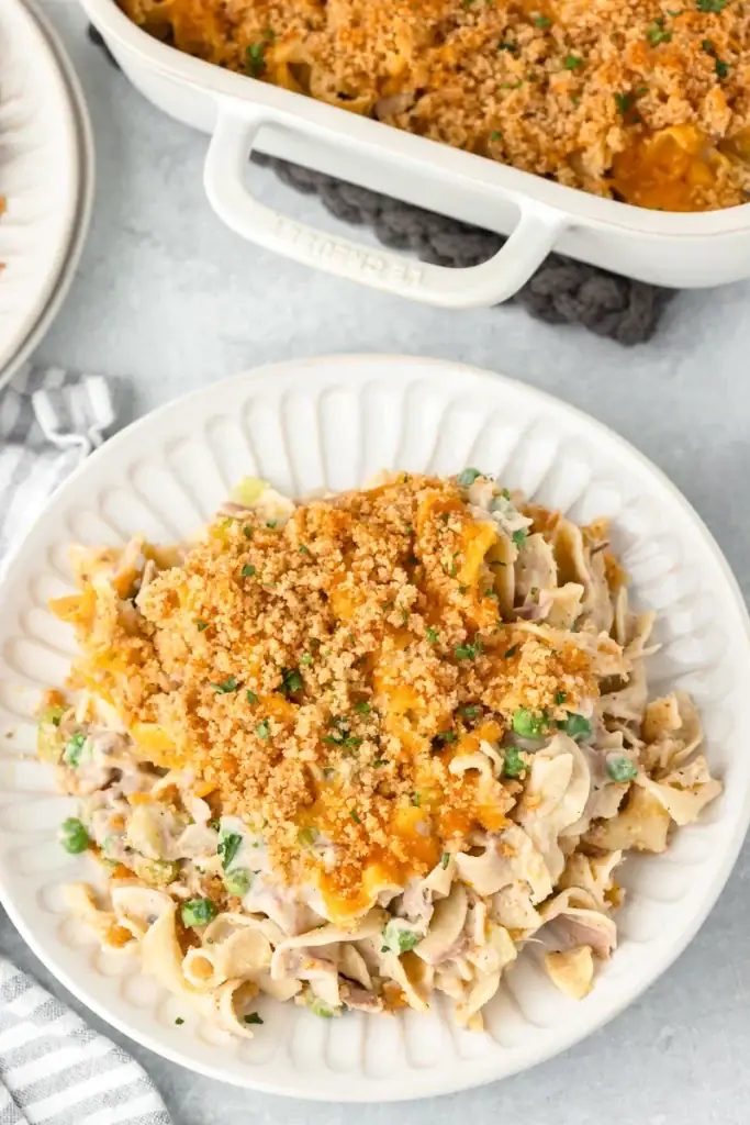 Tuna casserole on a plate.