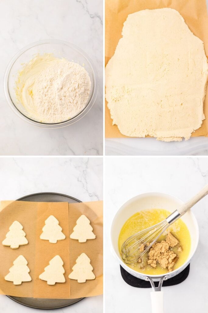 Process shots of Shortbread Christmas trees.