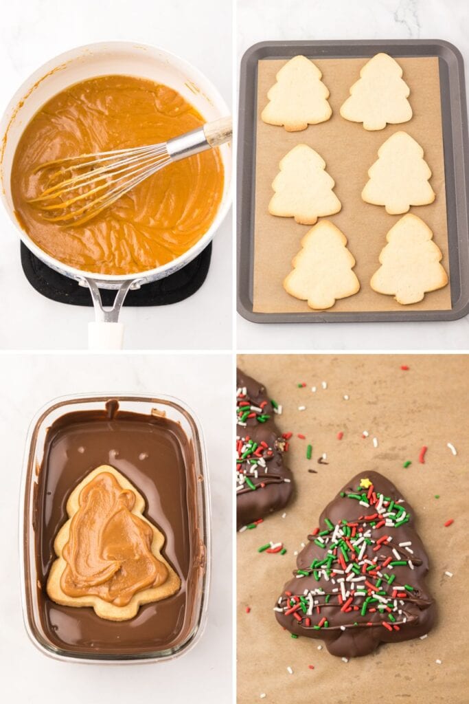 Process shots of Shortbread Christmas trees.