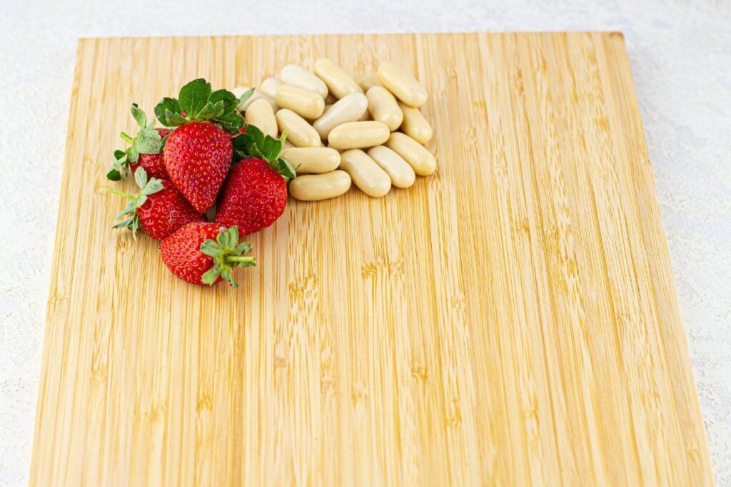 A close up shot of candy cane charcuterie board.