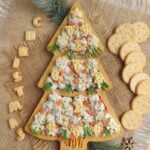 A close up shot of Christmas tree smoked salmon dip.