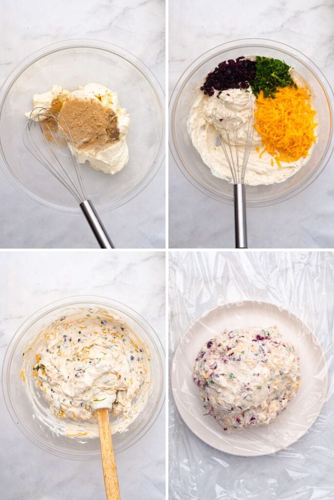 Process shots of Reindeer cheeseball.