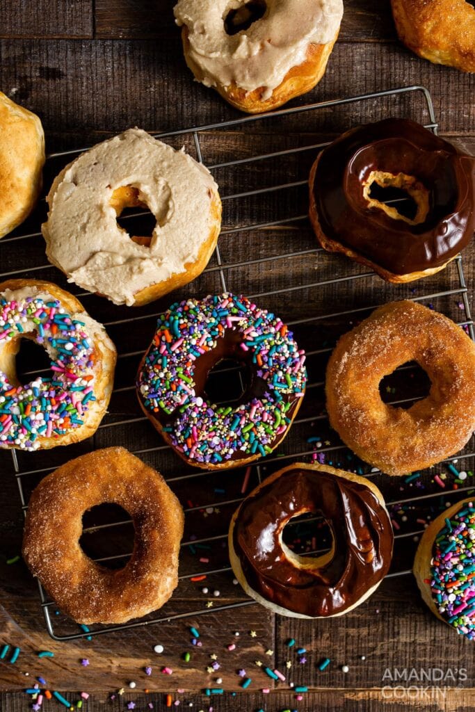 air fryer donuts on a rack
