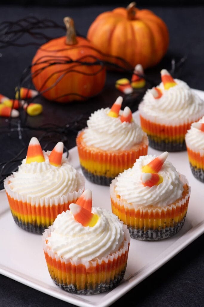 candy corn cheesecakes