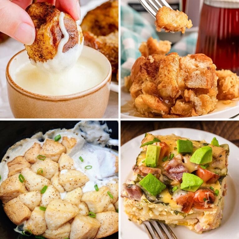 Collage of crockpot breakfast recipes.