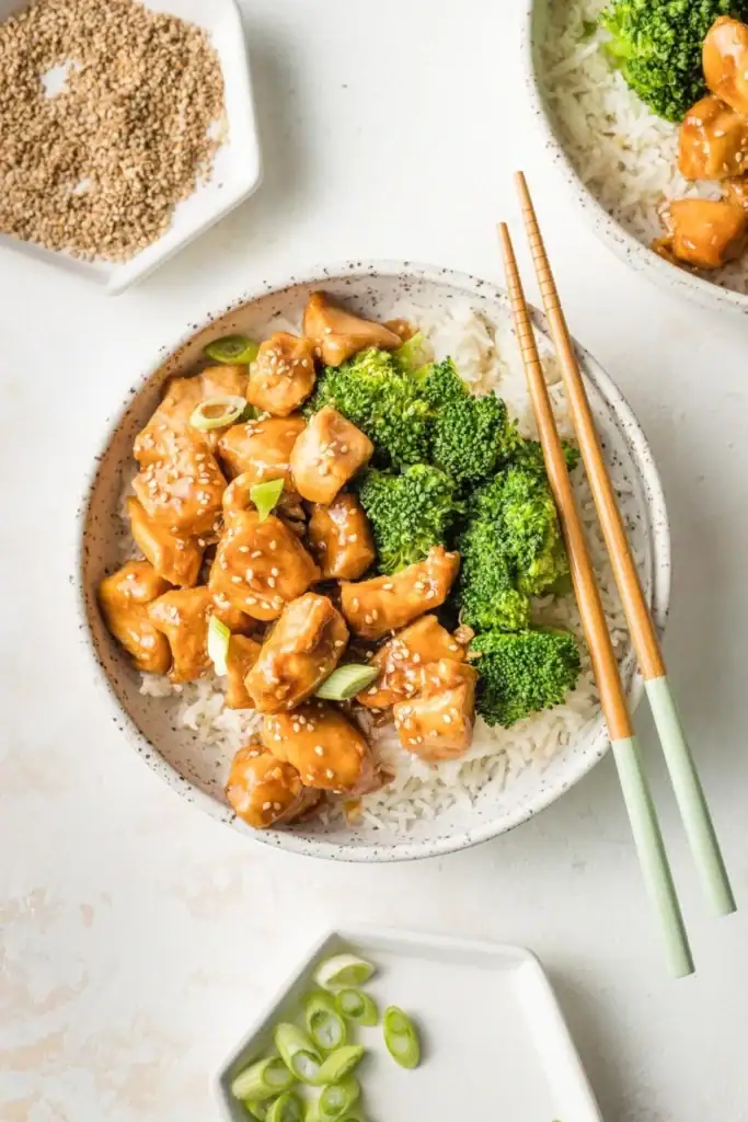 Easy honey teriyaki chicken on a plate.