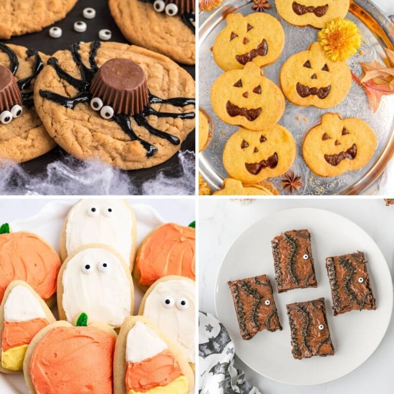 halloween cookies and brownies collage