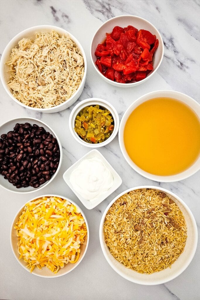 Ingredients for Chicken Taco Casserole.
