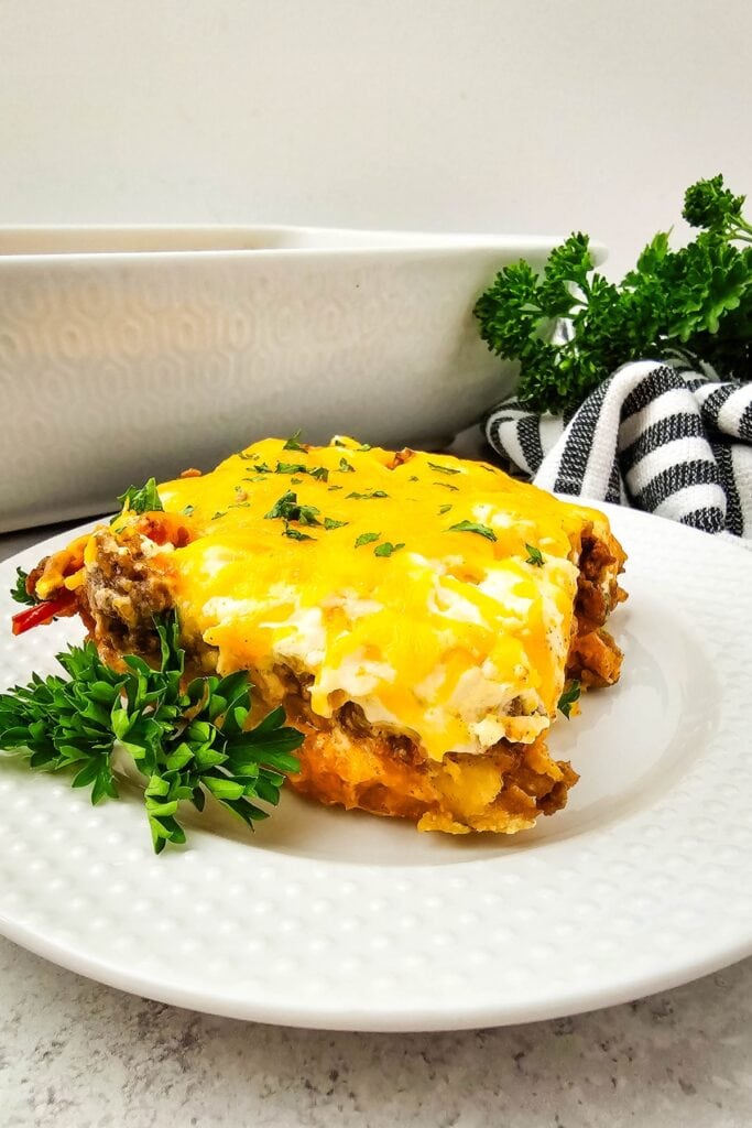John Wayne Casserole served on a plate.