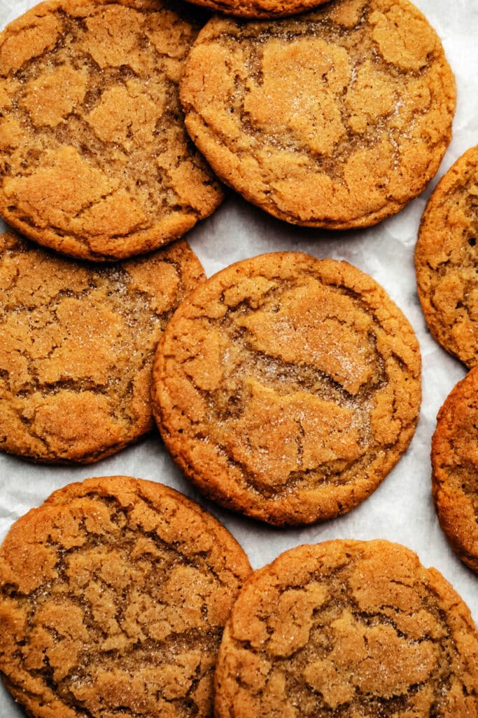 Mapledoodle cookies on parchment paper.