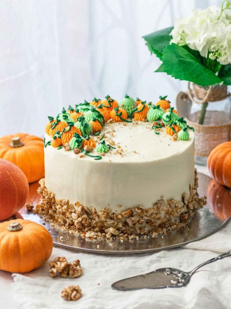 Pumpkin crunch cake on a table.