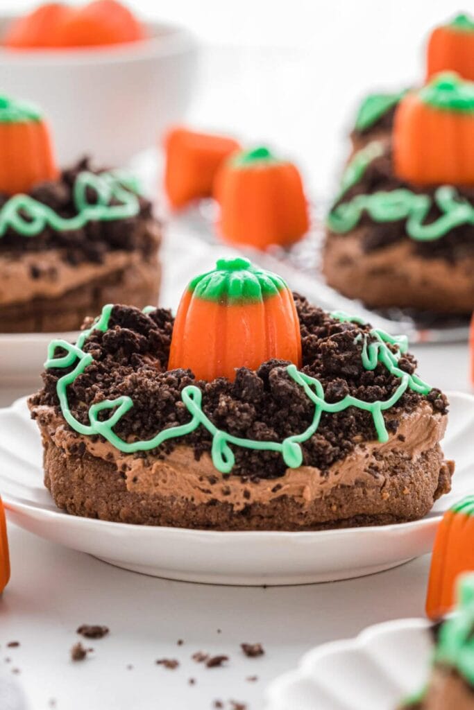 Pumpkin patch cookies on a plate.